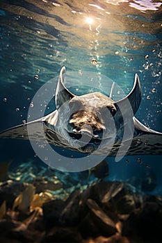 a Stingray swimming in the ocean. Generative ai