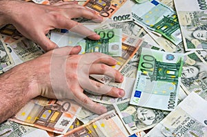 Stingy hands takes money photo