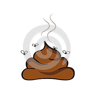 Stinking poop icon with fly