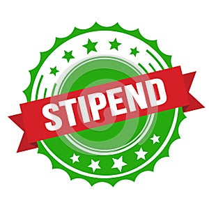 STIPEND text on red green ribbon stamp