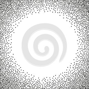 Stipple circle frame. Vector dotted halftone background with round frame