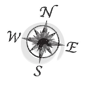 Stipple Compass Face On White Background