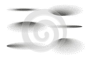 Stipple gradient oval shadow circle. Shadow effect texture ball dot background design frame.