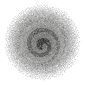 Stipple spray circle. Vector ink dotted monochrome texture. Halftone round gradient photo