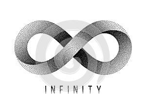 Stippled Infinity sign. Mobius strip symbol. Vector illustration