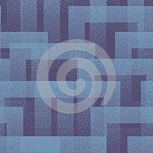 Stippled Squares Texture Trendy Seamless Pattern Vector Blue Abstract Background