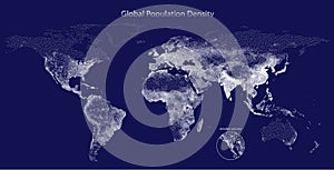 Stippled vector map of global population density