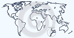 Stippled world stylized vector map