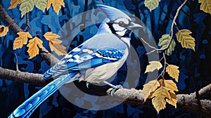 Stippling Painting: The Iridescent Kingdom Of The Unique Blue Jay