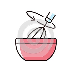 Stir cooking ingredient RGB color icon