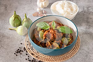 Stir fired fish with red curry, Thai traditional food