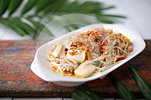 Stir Fried Bean Sprouts with tofu and scallion. Asian vegetable stir fry