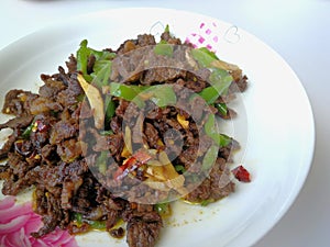 Stir-fried beef