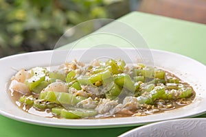 Stir fried bitter gourd with egg.