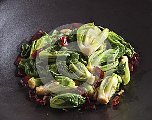 Stir-fried Cabbage sprout with dried chilli