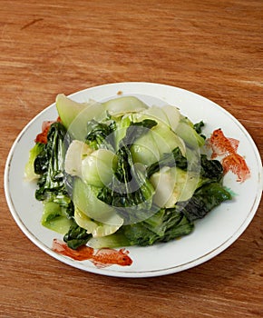 Stir-fried Chinese spoon cabbage leaf vegetable