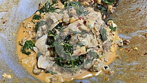 Stir Fried Clams with Roasted Chilli Paste on the pan - Asian food style