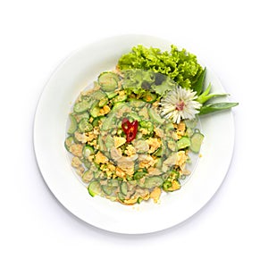 Stir Fried Egg with Cucumber Chiness and Thai Food Style Healthy dietfood