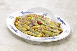 Stir-fried eggplant with scallop sauce, chinse cuisine.