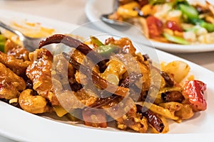 Stir fried fish and prawn with cashew nuts