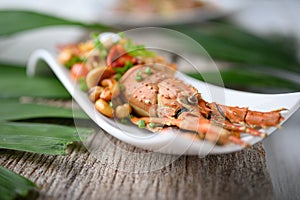 Stir Fried  lobster with cashew nuts and pineapple