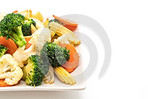 stir-fried mix vegetable isolated on white background