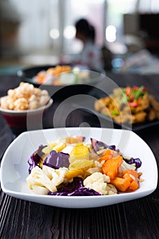 Stir-fried Mixed Vegetables carrot , cabbage and pineapple