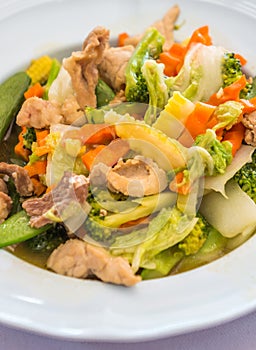 Stir fried mixed vegetables and pork