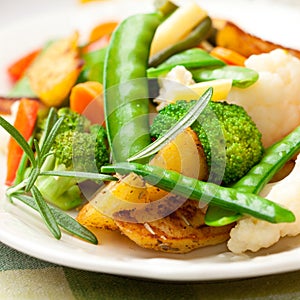 Stir-fried mixed vegetables with rosemary