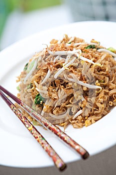 Stir fried oriental noodles with baby bok choi