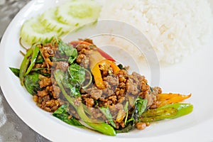 Stir-fried pork with basil leave (Kaprao Moo)