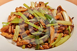 Stir fried pork, celery and ucttlefish