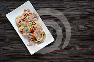 Stir Fried Pork with Shrimp Paste and bitter beans