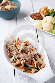Stir Fried Pork With Vegetables In Asian Style