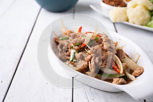 Stir Fried Pork With Vegetables In Asian Style