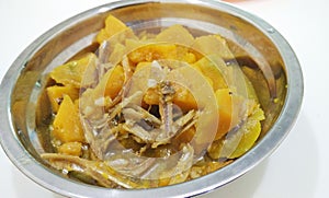 Stir Fried Pumpkin with Egg in A Dish