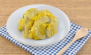 Stir Fried Pumpkin with Egg in White Plate