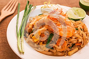 Stir fried rice noodles with shrimps, Pad Thai
