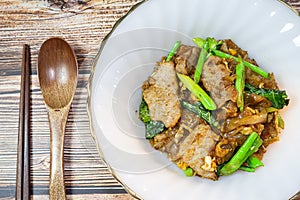 Stir fried rice noodles with soy sauce, Thai food Pad See Ew