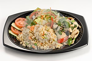 Stir-fried rice with thai basil chicken