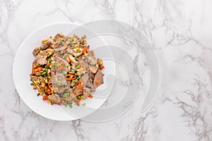 Stir fried salt and pepper pork liver