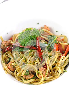 Stir fried spaghetti