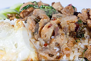 Stir-fried spicy beef with basil ,Thai food