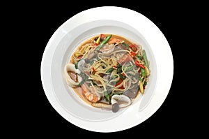 Stir-fried Spicy Spaghetti Seafood Thai Style Spaghetti Pad Kee Mao