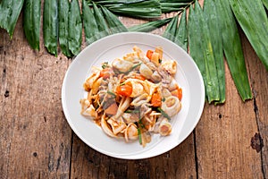 Stir Fried Squid with Salted Egg Yolk, Thai Seafood