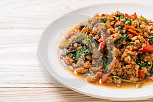 Stir fried Thai basil with minced pork