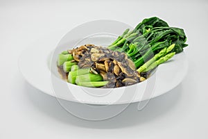 Stir fried vegetables, Hong Kong Kale with mushroom and asparagus.