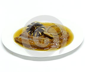 Stir fried whole abalone goose webs