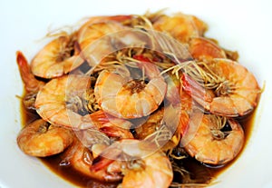 Stir fry prawn with oyster sauce