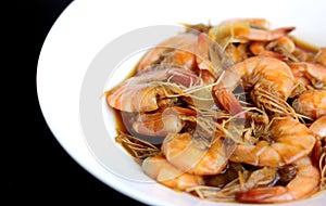 Stir fry prawn with oyster sauce